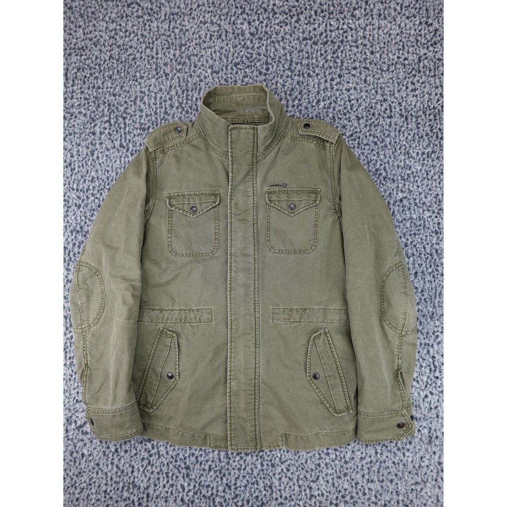 Diesel Military Field Jacket Mens Medium Olive Green Utility Canvas Coat